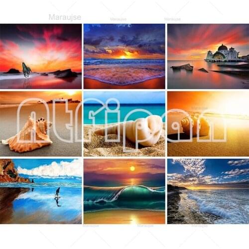 5D DIY Diamond Painting Cross Stitch Embroidery Mosaic Sea Beach Shell Handmade Full Square Round Drill Wall Decor Craft Gift