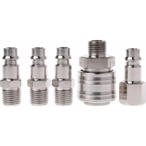 6 Pcs EURO Air Line Hose Compressor Fitting Connector Quick Release Set 1/4" BSP
