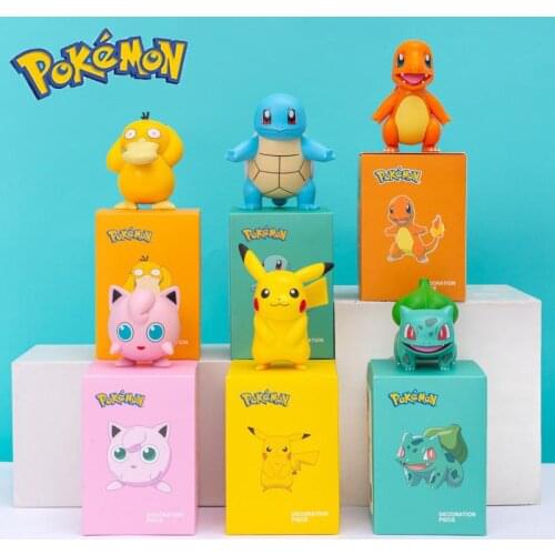 6 Styles Pokemon Pikachu Anime Charmander Psyduck Squirtle Jigglypuff Bulbasaur Kawaii Action Figures Model Kids Toys Gifts