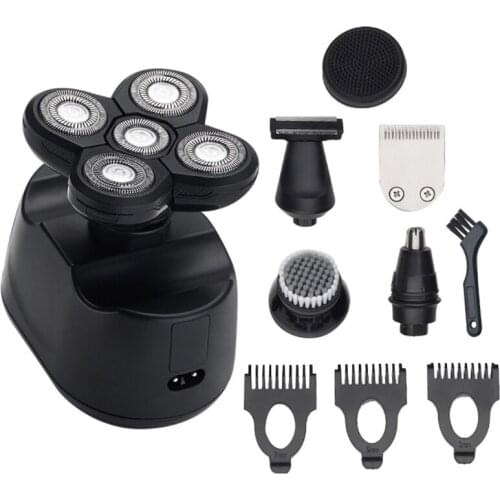 6 in 1 Electric Shavers for Men Bald Head Razors Rechargeable Cordless Wet Dry Rotary Shaver Hair Trimmer LED Display