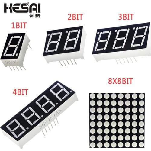 0.56inch 7 Segment 1bit/2bit/3bit/4bit Digital Tube Red Common Cathode LED Digit Display 8 x 8 Led Lattice Bright Red Dot Matrix