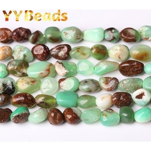 8-10mm Natual Irregular Green Australia Jades Stone Beads Chrysoprase Loose Beads For Jewelry Making DIY Bracelet Necklaces 15