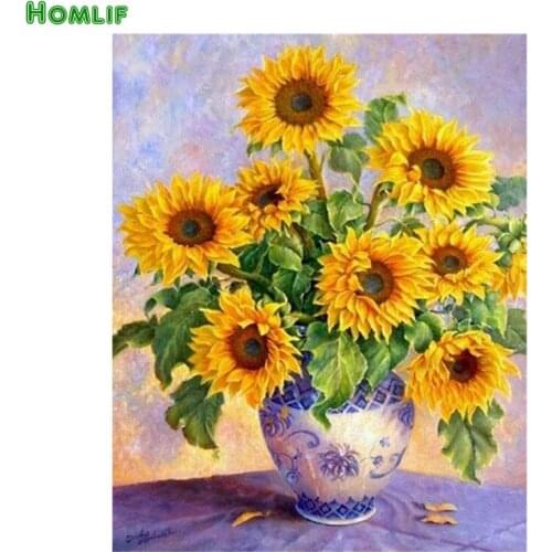 5D DIY diamond embroidery Sunflower vase diamond painting Cross Stitch full square&round drill Rhinestone mosaic decoration