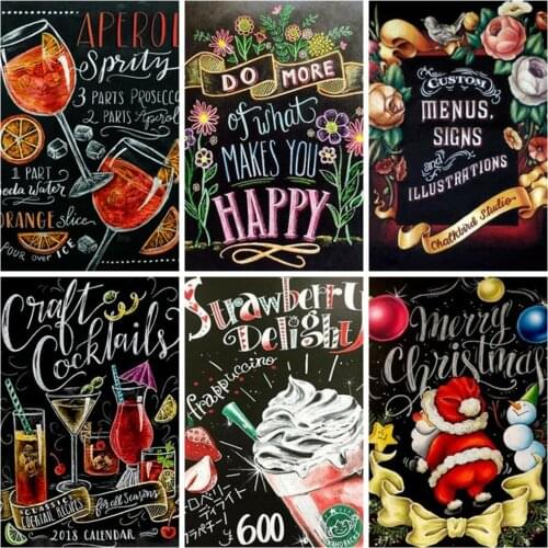 Huacan Diamond Mosaic Embroidery Text Blackboard 5D DIY Diamond Painting Cartoon Rhinestone Pictures Bedroom Decoration