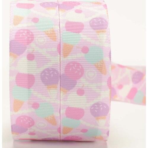 Free shipping 7/8 " 22 mm pink ice cream pattern ribbon print grosgrain ribbon