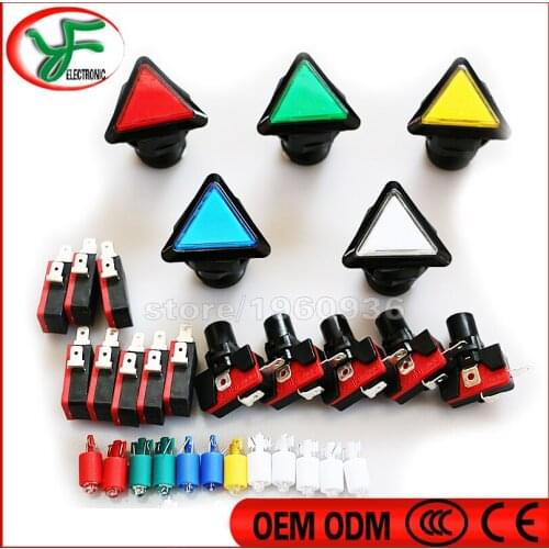 Free shipping Panel Mount SPST Green Triangle Cap Momentary Game Push Button Switch