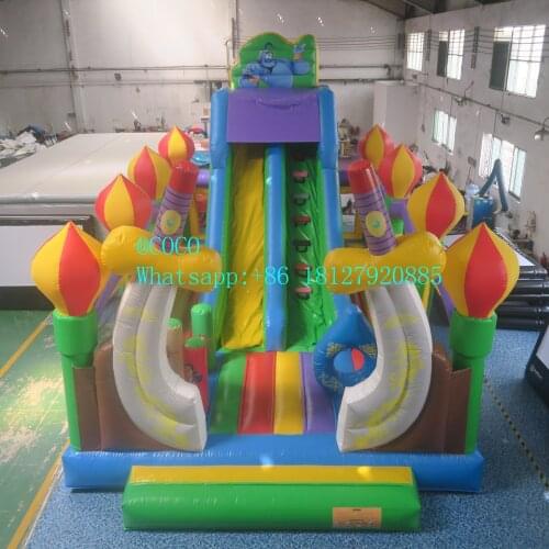 Free shipment to sea port! Commercial giant inflatable slide, cartoon theme printing inflatable bouncy slides