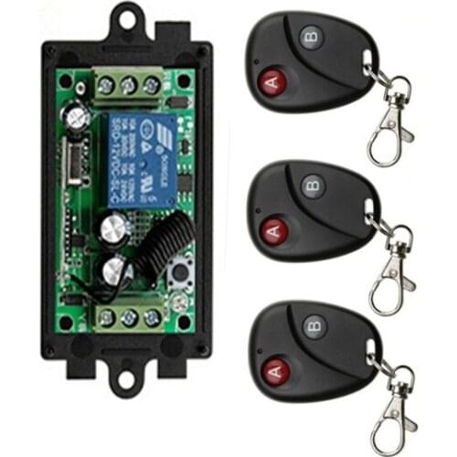 Free Shipping New DC12V 1CH RF Wireless Remote Control Switch System Transmitter with Two-button Receiver Smart Home Switch