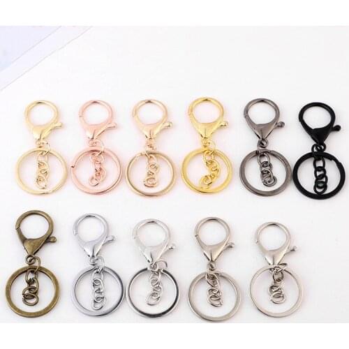 10pcs/lot Key Chain Key Ring Bronze Rhodium Gold ColorLong Round Split Keyrings Keychain Jewelry Making Wholesale