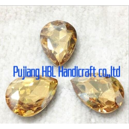 Champagne Gold Waterdrop Glass Rhinestone Sew On Crystal Glass Beads For Formal Dresses Wedding Clothes Deciration