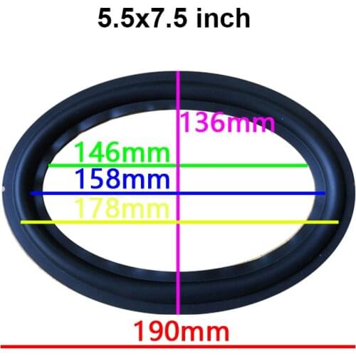 2pcs 5.5"x8"/6"x9" inch Speaker Rubber Edge Subwoofer Surround Circle Woofer Repair Parts