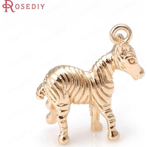 F683)6 pieces 16x18mm 24K Champagne Gold Color Plated Brass Zebra Horse Charms Pendants High Quality Diy Jewelry Accessories