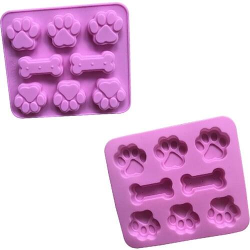 Dog Footprint Feet Mould Cake Molds Bone Mold Creative Cookie Fondant 3D DIY Cat Paw Silicone Bakeware Kitchen Accessories