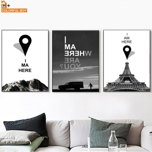 COLORFULBOY Paris Mountain Canvas Art Print Wall Painting Black White Poster Wall Art Canvas Pictures For Living Room