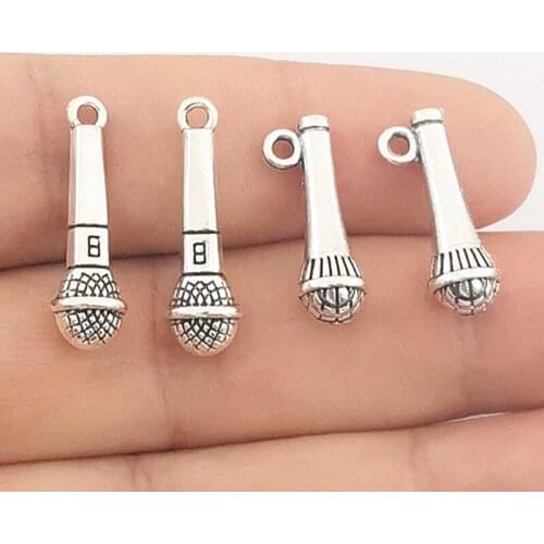 JINDINSP 10pcs Silver Color Charms Microphone for Jewelry Making DIY Jewelry Findings charms for jewelry making