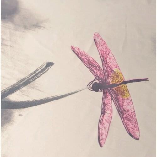 Quality Chiffon tissu Dragonflies in ancient Chinese ink painting fabric Dress, scarf and robe tissus