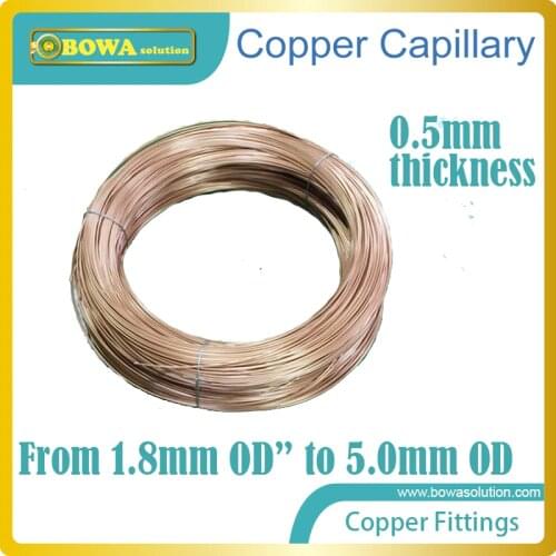 From dia.1.6mm to dia.5.0 copper capillary tube is used for throttle device in freezer or as connection tube in HVACR/R systems