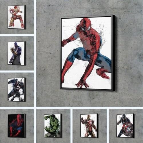Marvel Superhero Canvas Painting Spider-Man Iron Man Hulk Batman Art Wall Prints Poster Prints Picture Home Decor Kid Room Decor