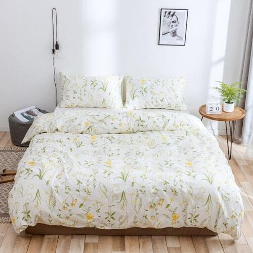 WUJIE 2Pcs/3Pcs Flower Pattern 100% Cotton Comforter Bedding Set with Pillowcase Duvet Cover Set Twin/Queen/King Home Textile