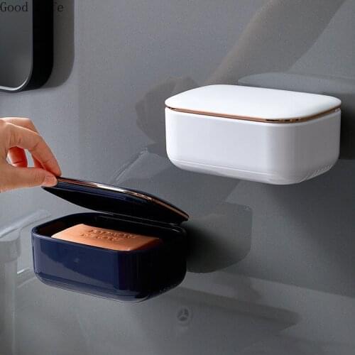 Creative Clamshell Drain Soap Box Free Perforation Suction Cup Wall-Mounted Bathroom Soap Dish Racks