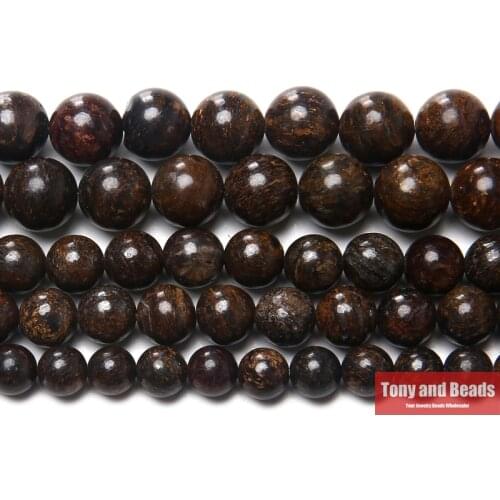 Natural Stone Bronzite Round Loose Beads 15" Strand 4 6 8 10MM Pick Size For Jewelry Making