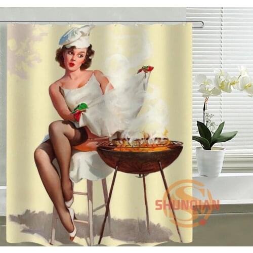 HOT!! Pin-up Girl Personalized Shower Curtain custom Waterproof Bath Curtain Fashion Bath decor