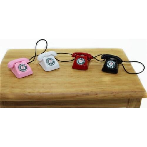 1:12 Scale BJD mini Home wired telephone Dollhouse Miniature Toy Doll Food Kitchen living room Accessories