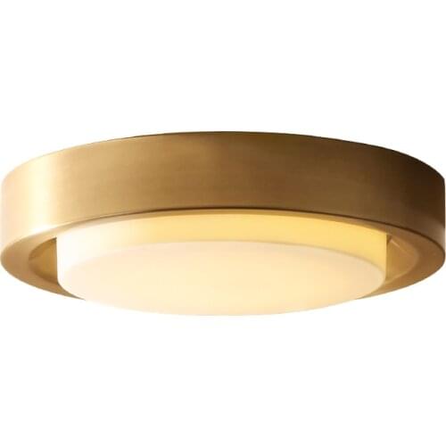 Post Modern Copper Ceiling Lights For Bedroom Round Kitchen Study Corridor Balcony Minimalist Decor Glass Ceiling Mounted Lamp