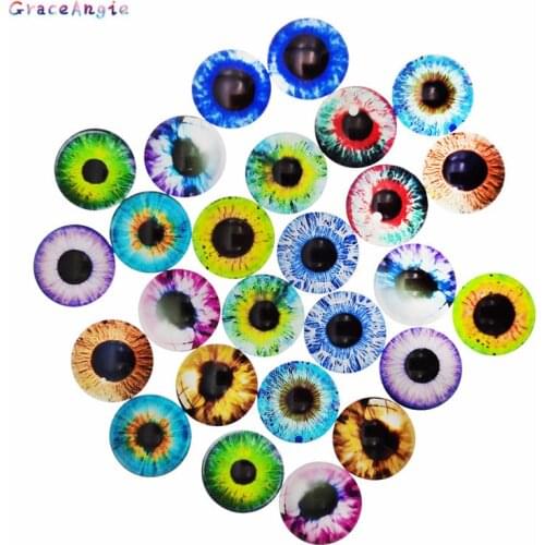 1pack Mix Round 6MM-30MM Glass Dragon Cat Eyes Cabochon Charms Accessory Glass Cabochon Multi Color Horse Eyes Cameo Jewelry DIY