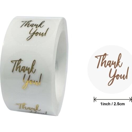 500pcs Thank You Stickers Labels 1inch Clear Gold Foil For Wedding Pretty Gift Sealing Cards Envelope Festival Party Decoration
