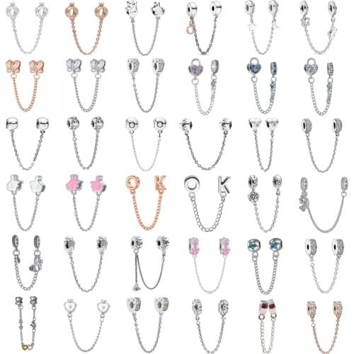 New fashion charm original safety chain combination series suitable for original Pandora ladies bracelet jewelry gifts