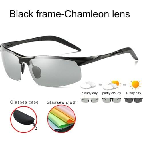 New 2021 Mens Day and Night Driving Sports Sunglasses Polarized Discoloration Frameless Aluminum Magnesium Coated Mirror