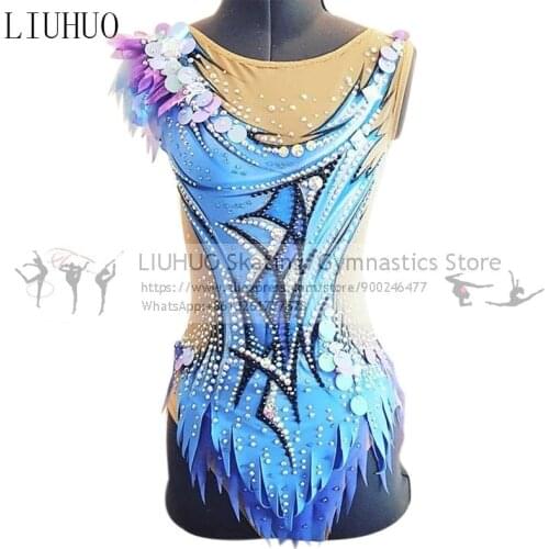 Figure Skating Dress Girls Ice Skating Gradient Color Performance Rhythmic Gymnastics Competition Dance Leotard Artistic Costume