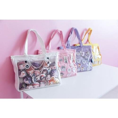 Transparent shoulder bag ita Bag Canvas Handbag Japanese for Dango Badge Show Only Bag, no decorates +Track