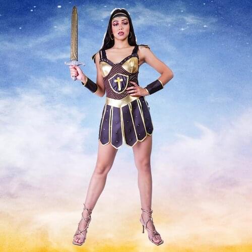 QLQ Women Warrior Costume Cosplay Halloween Party Role Play Adult Medieval Knight Costumes Fancy Dress Purim Party