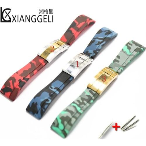Watch Accessories 20mm Rolex Waterproof Series Camouflage Silicone strap With Folding Buckle For Men High-end Rubber Strap