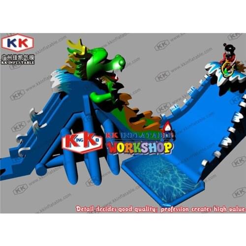Cartoon dragon theme inflatable water slide commercial water park slide pool for kids