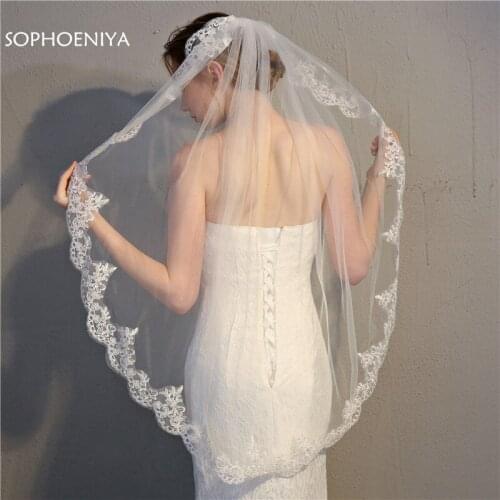 New Arrival Lace edge sluier Wedding veil Short wedding accessories 2020 mantilla de novia velos largos de novia Bridal veils