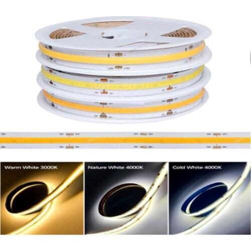 RA 90+ COB Led Strip DC 12V 24V FPC Strip 5meter White Warm White for Cars Shearable Home lighting Non-waterproof flexible light
