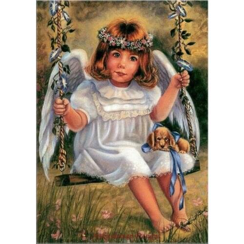 Embroidery Counted Cross Stitch Kits Needlework - Crafts 14 ct DMC DIY ART Handmade Decor - Angel Swing