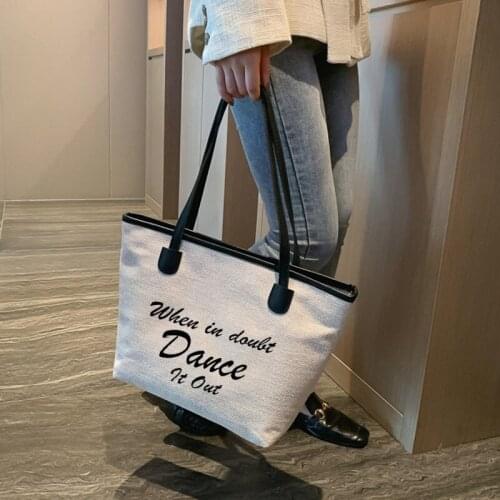 Women Funny Dance Printed Canvas Tote Bag Shoulder Shopping Bag Beach Bag Work Bag