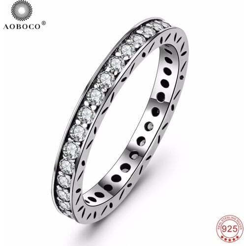 Rings New 100% Fine 925 Sterling Silver Sweet Jewelry Fashion Lovely Luxury Crystal Rings For Women Christmas Gift GNJ9630