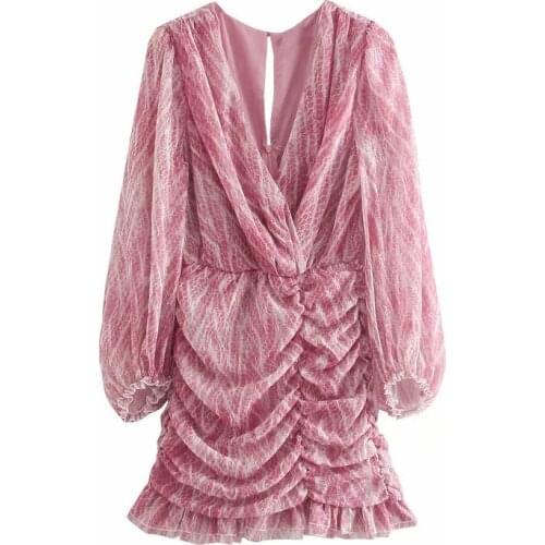 New Summer Dress Women Draped Mini Dress elegant Casual Vogue Chic Lady Vintage Dresses Women Robe Femme