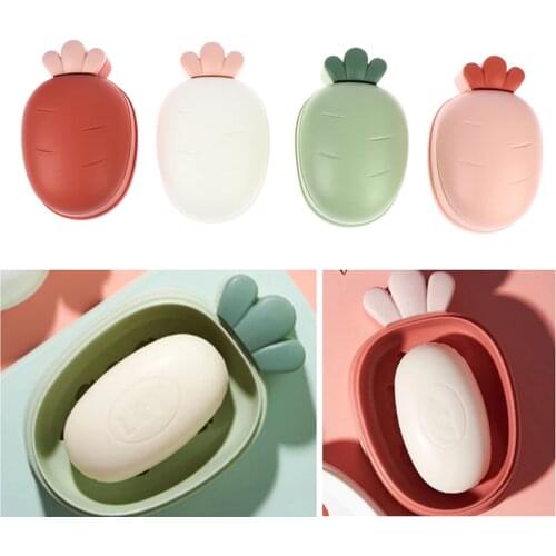 1pcs Cute Portable Carrot Soap Box Dish Dish Bathroom Soap Box Shower Home Rack Soap Hollow Drain Bathroom Accessories