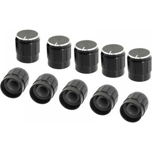 2021 new Fashion 10pcs Volume Control Rotary Knobs Black for 6mm Dia. Knurled Shaft Potentiometer Volume adjustment knob