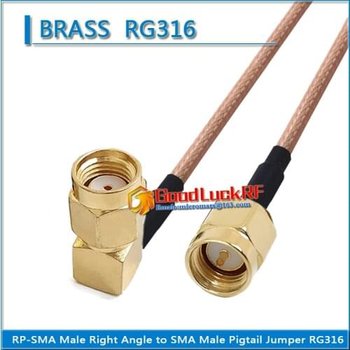 1X Pcs High-quality SMA Male to RPSMA RP-SMA RP SMA Male 90 Degree Right Angle plug Coaxial Pigtail Jumper RG316 Cable