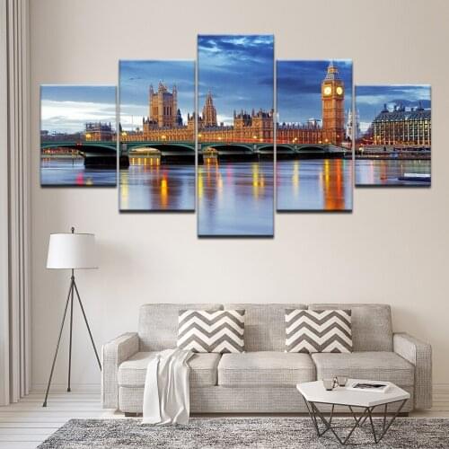 Canvas Painting The Palace of Westminster 5 Pieces Wall Art Painting Modular Wallpapers Poster Print for living room Home Decor