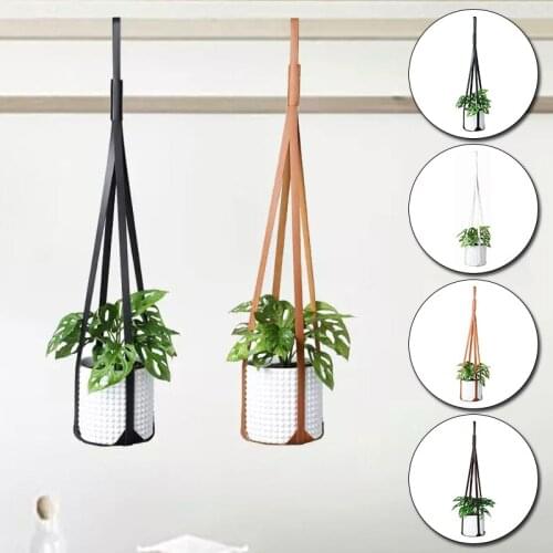 75*8cm Leather Planter Hanging Basket Wall Decor Hanging Basket Flower Pot Holder Adjustable Lanyard Flower Pot Plant Hanger