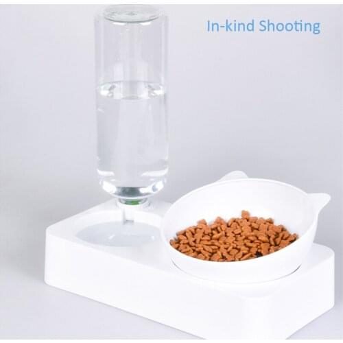 Pet Bowl Automatic Feeder Dog Cat Food Bowl with Water Dispenser Double Bowl Drinking Raised Stand Dish Bowls with Pet Supplies