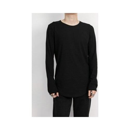 Four Seasons basic micro-loose round collar with base shirt black solid color loose long-sleeved t-shirt